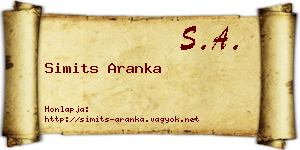 Simits Aranka névjegykártya